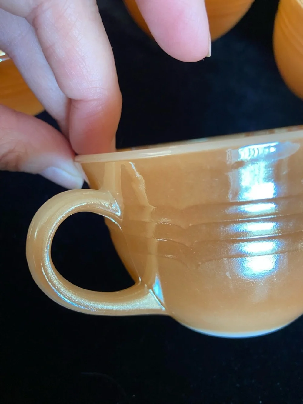 Lot of 8 FIRE KING Marigold Peach Luster Coffee Tea Cups READ